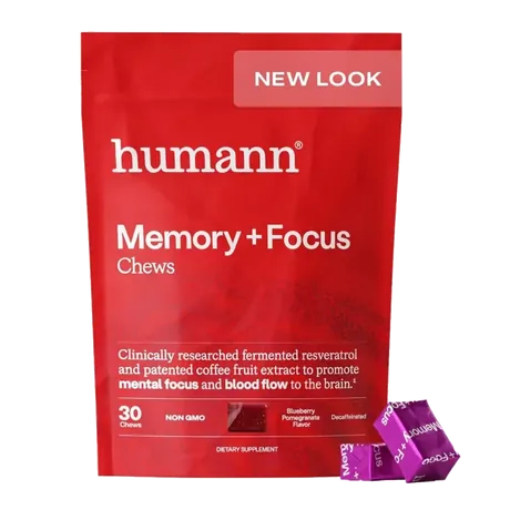 The resealable pouch of SuperBeets Memory + Focus chews, from the seller's own photograph